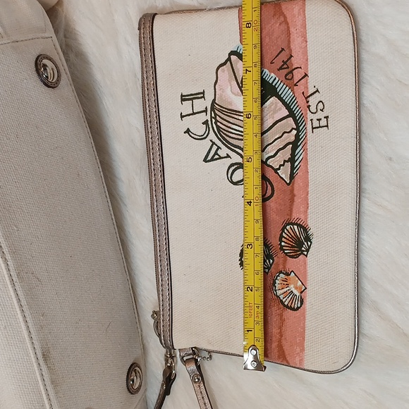 Coach Seashell Shoulder Natural Canvas Tote W/Wristlet - Picture 10 of 14